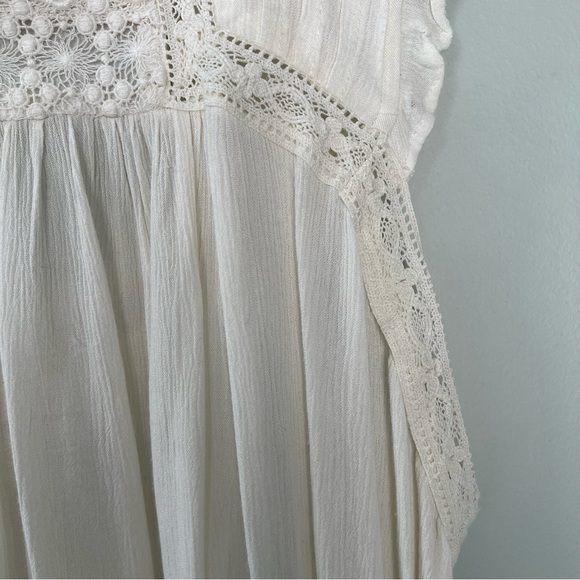 Anthropologie Flowy Long Tank Ruffle Collar &‎ Lace Detailing Ivory Size … - Picture 3 of 8